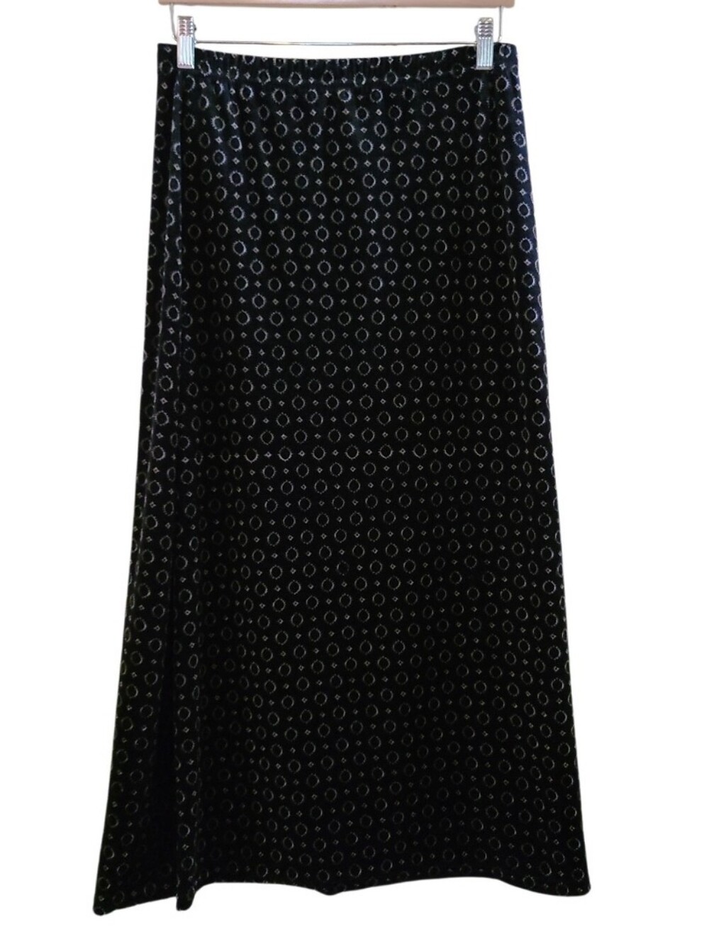 Vintage 90s Y2K California Influence Black Patterned Maxi Skirt